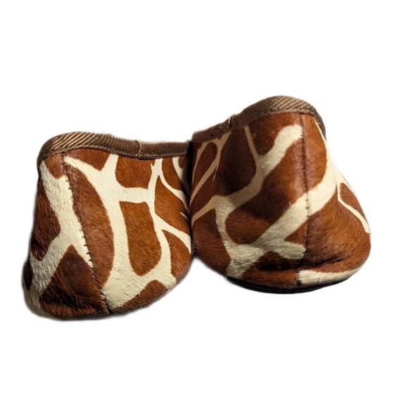 Vtg Y2K Dollhouse Brown Ivory Giraffe Print Calf Hair Square Toe Ballet Flats 8 - Picture 3 of 7